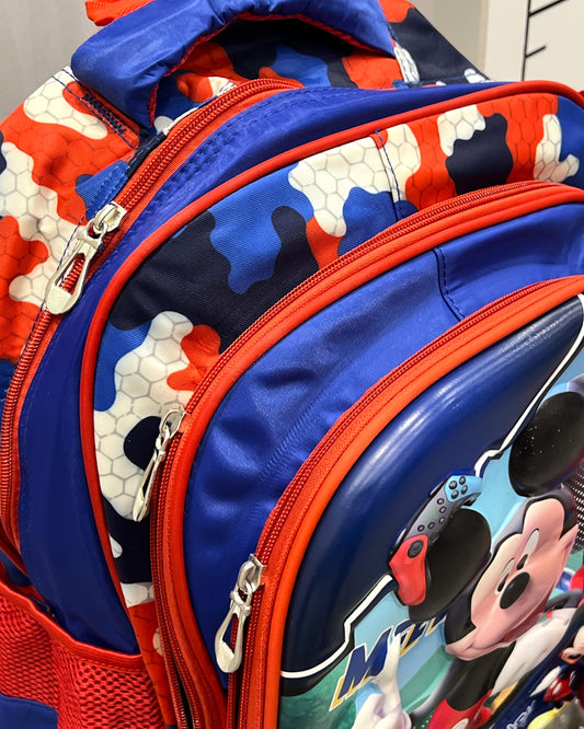 3-in-1 Detachable Trolley Schoolbag Set for Kids – Rolling Backpack with Lunch Bag & Pencil Case - 25-16106-10 Mickey