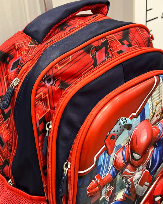 3-in-1 Detachable Trolley Schoolbag Set for Kids – Rolling Backpack with Lunch Bag & Pencil Case - 25-16106-11 Spider