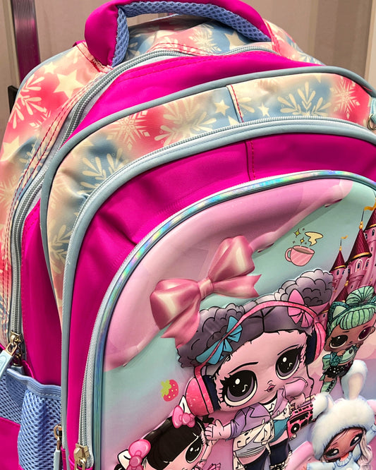 3-in-1 Detachable Trolley Schoolbag Set for Kids – Rolling Backpack with Lunch Bag & Pencil Case - 25-16106-2 Cartoon