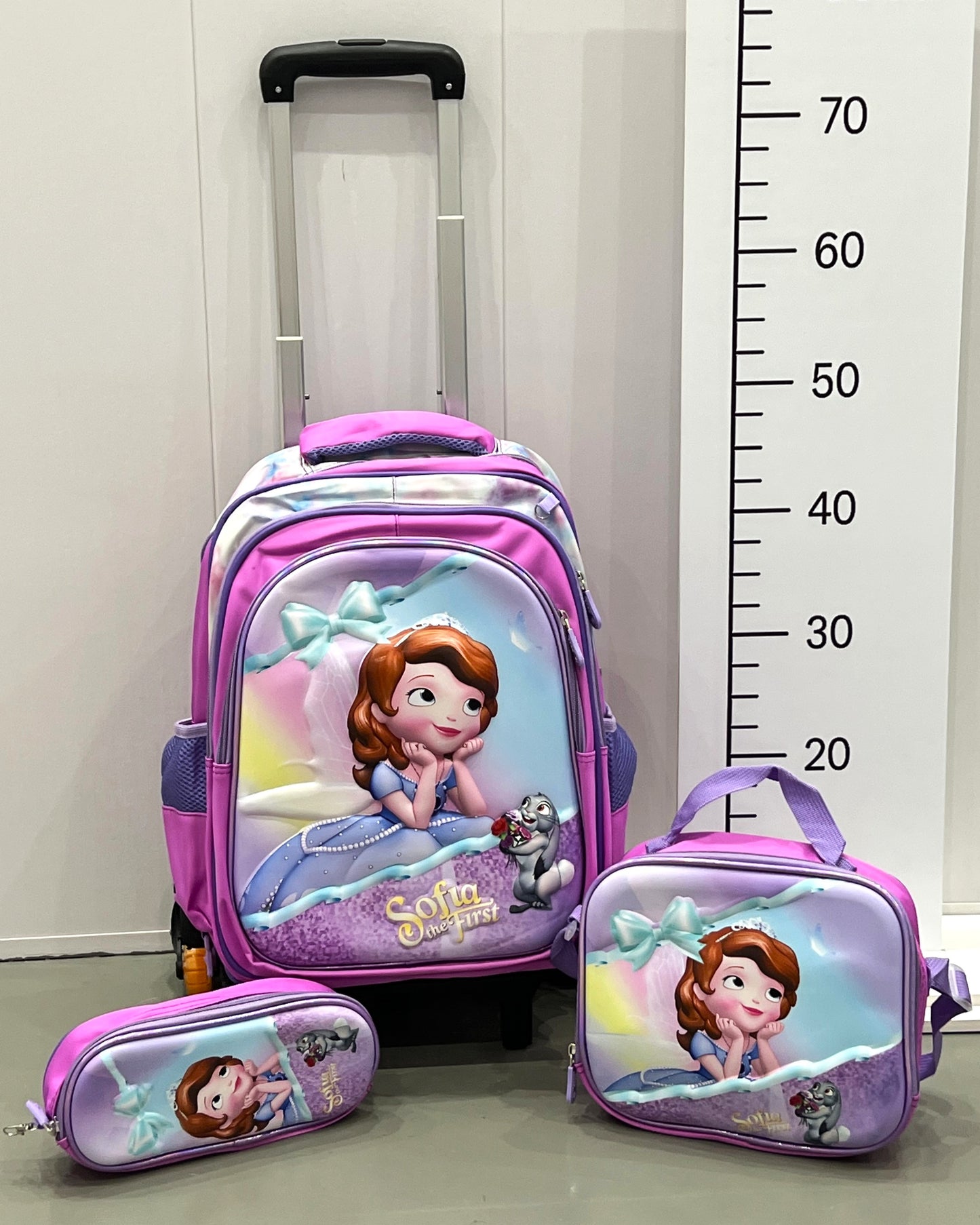 3-in-1 Detachable Trolley Schoolbag Set for Kids – Rolling Backpack with Lunch Bag & Pencil Case - 25-16106-3 Little Princess
