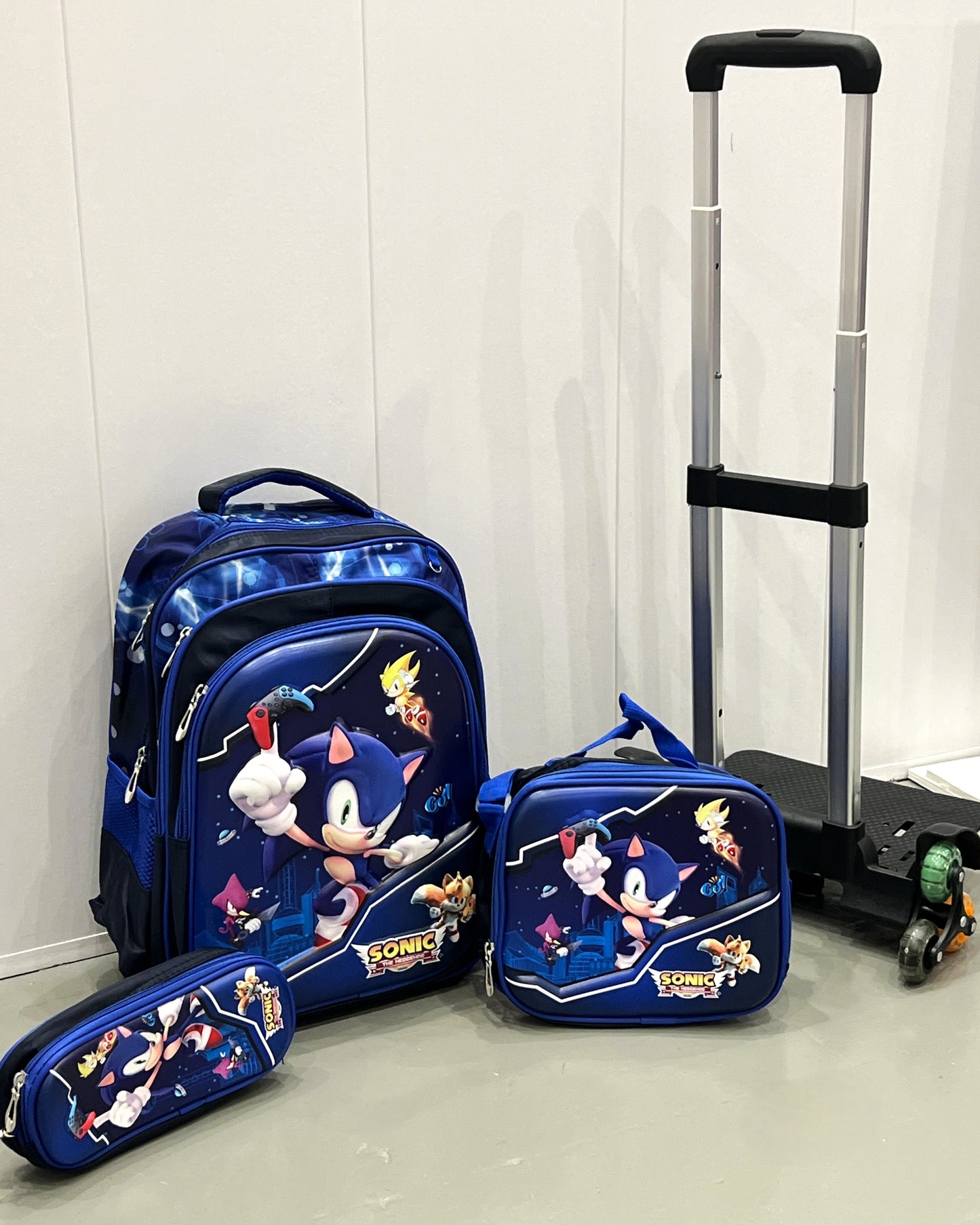 3-in-1 Detachable Trolley Schoolbag Set for Kids – Rolling Backpack with Lunch Bag & Pencil Case - 25-16106-9 Super
