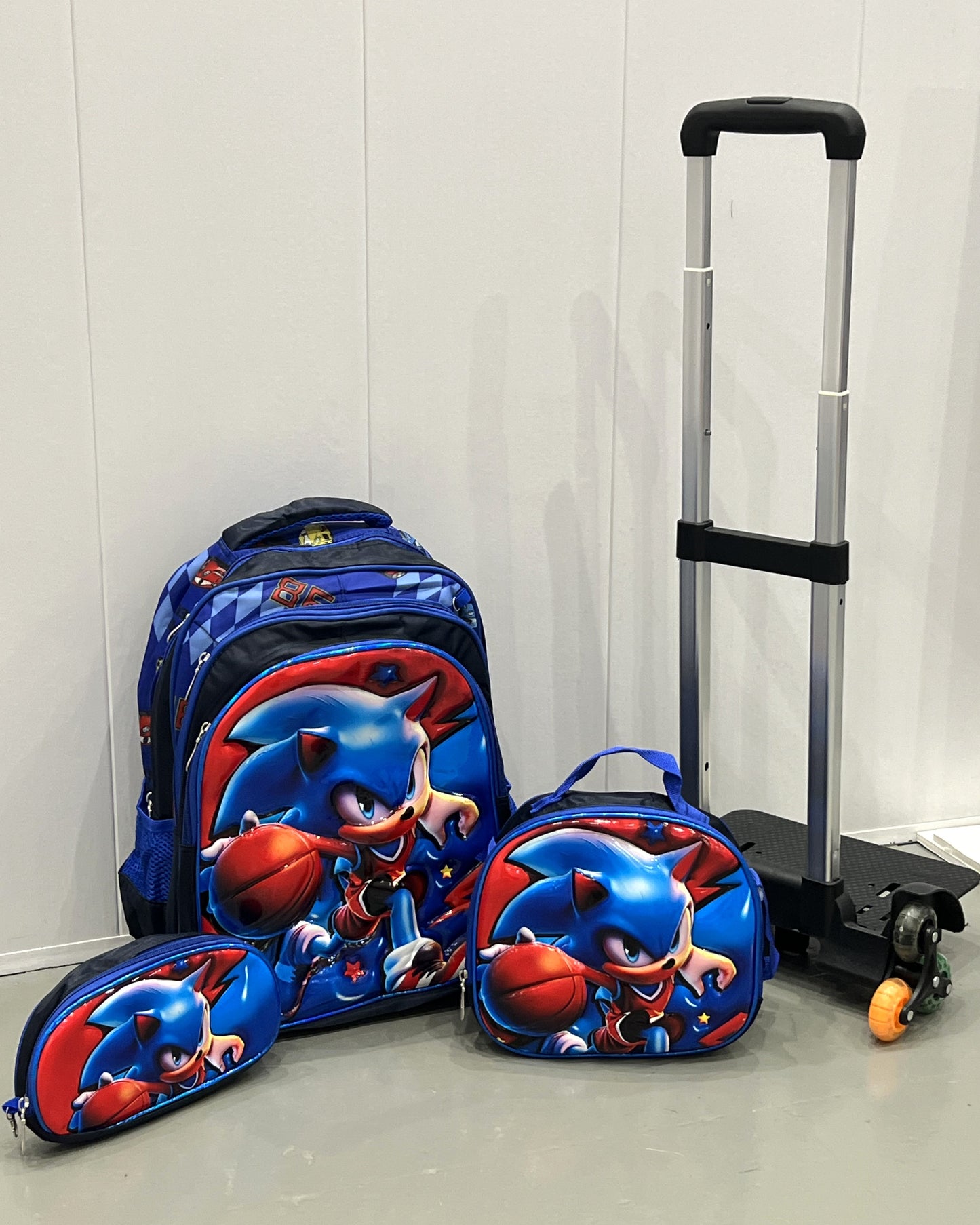3-in-1 Detachable Trolley Schoolbag Set for Kids – Rolling Backpack with Lunch Bag & Pencil Case - 25-16210-11 Super