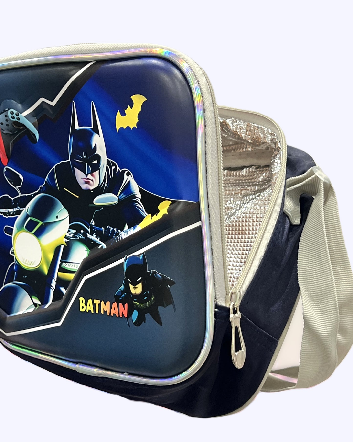 3-in-1 Detachable Trolley Schoolbag Set for Kids – Rolling Backpack with Lunch Bag & Pencil Case - 25-16210-12 Bat