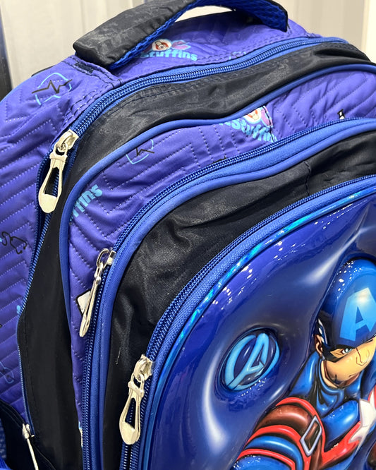 3-in-1 Detachable Trolley Schoolbag Set for Kids – Rolling Backpack with Lunch Bag & Pencil Case - 25-16210-13 Captain