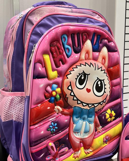 3-in-1 Detachable Trolley Schoolbag Set for Kids – Rolling Backpack with Lunch Bag & Pencil Case - 25-16210-17 Cute Monster