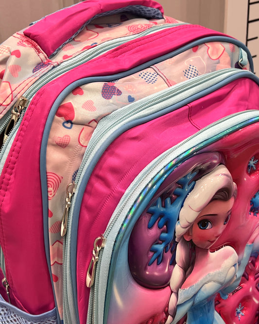 3-in-1 Detachable Trolley Schoolbag Set for Kids – Rolling Backpack with Lunch Bag & Pencil Case - 25-16210-18 Ice Princess