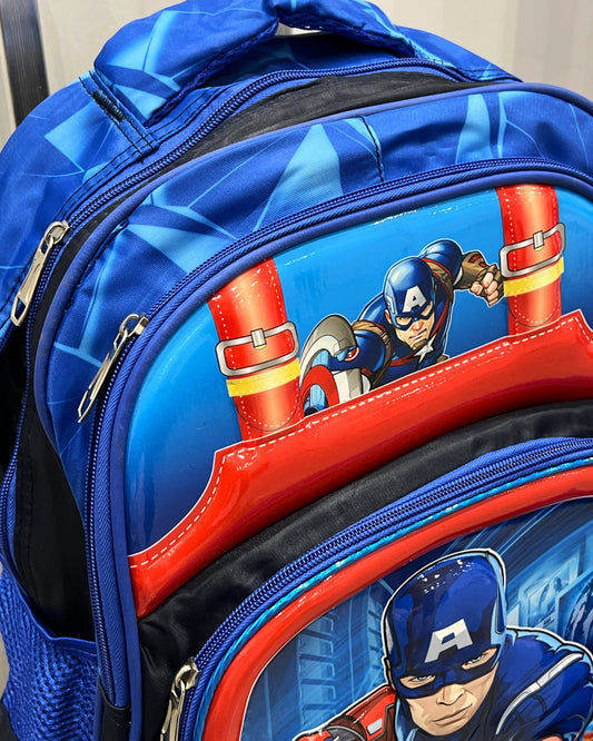 3-in-1 Detachable Trolley Schoolbag Set for Kids – Rolling Backpack with Lunch Bag & Pencil Case - 25-16210-1 Captain