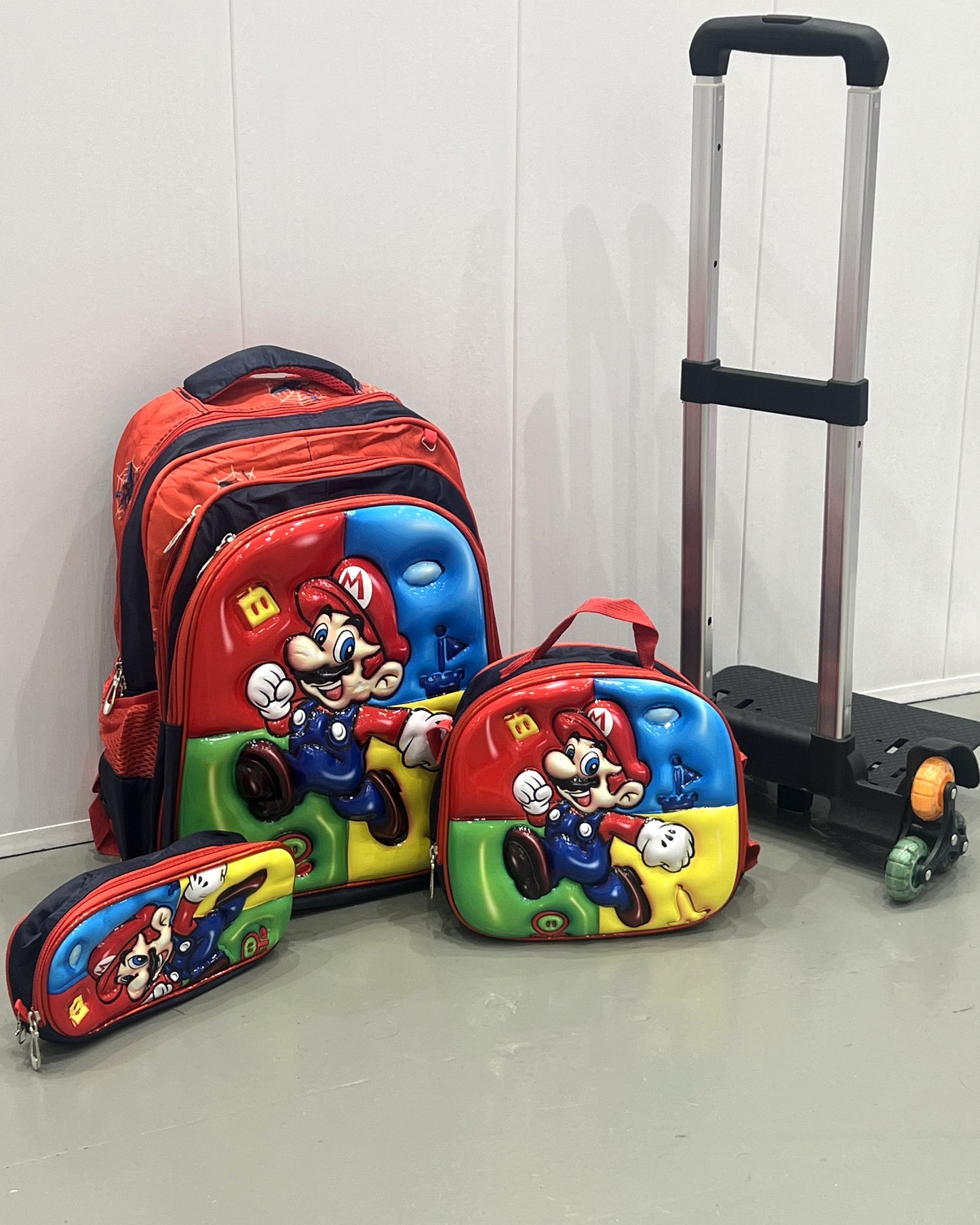3-in-1 Detachable Trolley Schoolbag Set for Kids – Rolling Backpack with Lunch Bag & Pencil Case - 25-16210-21 Super