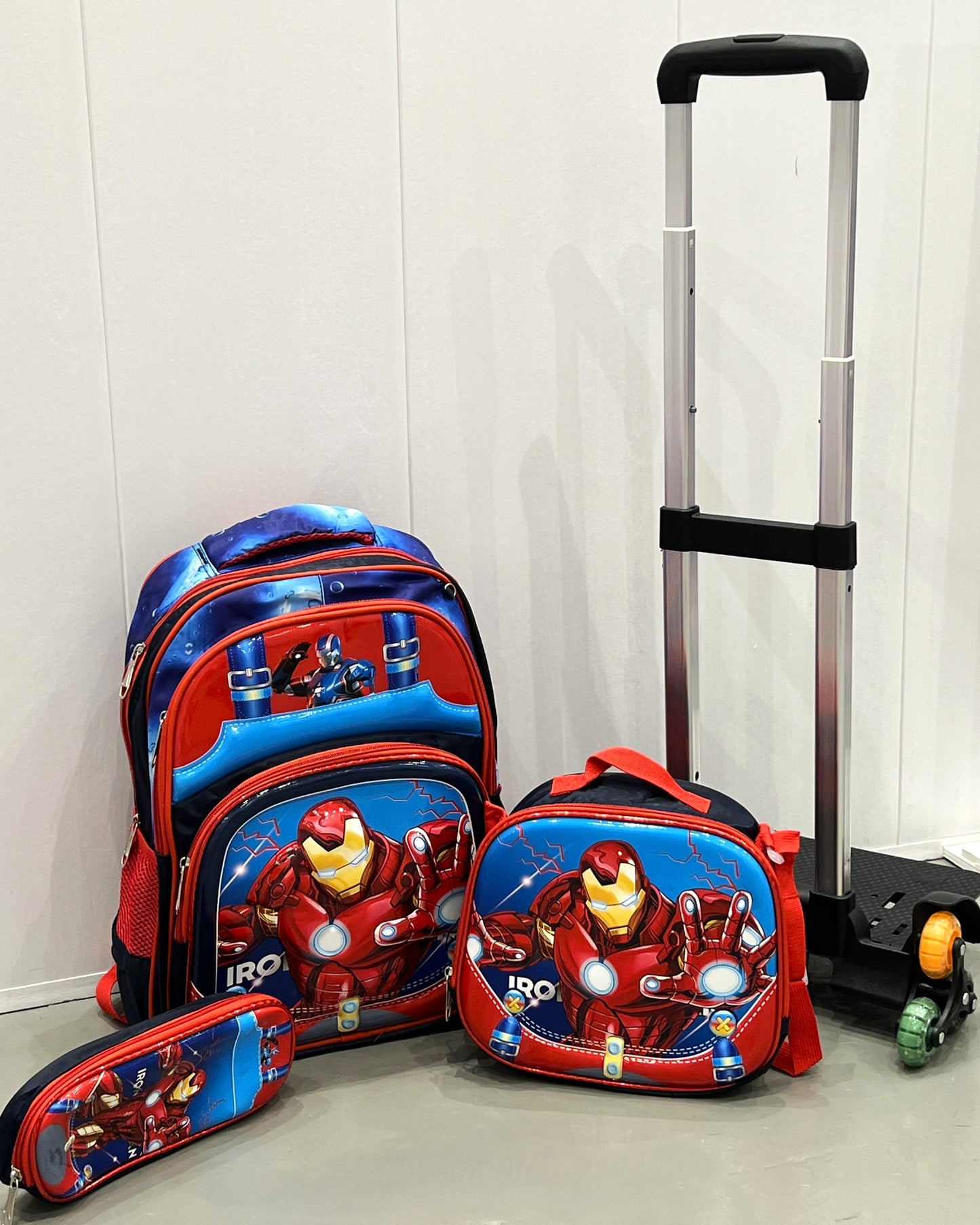 3-in-1 Detachable Trolley Schoolbag Set for Kids – Rolling Backpack with Lunch Bag & Pencil Case - 25-16210-3 Iron