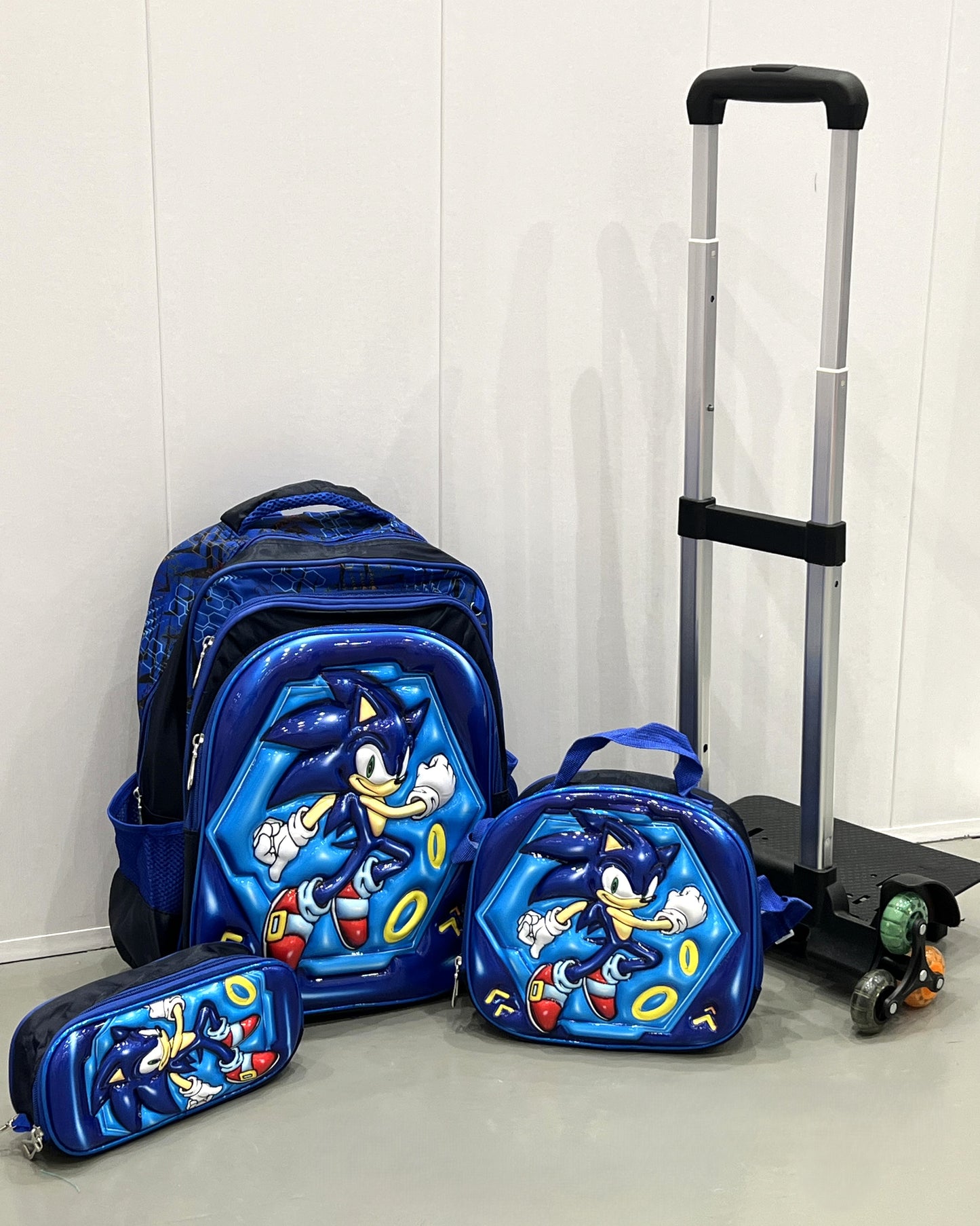 3-in-1 Detachable Trolley Schoolbag Set for Kids – Rolling Backpack with Lunch Bag & Pencil Case - 25-16210-5 Super