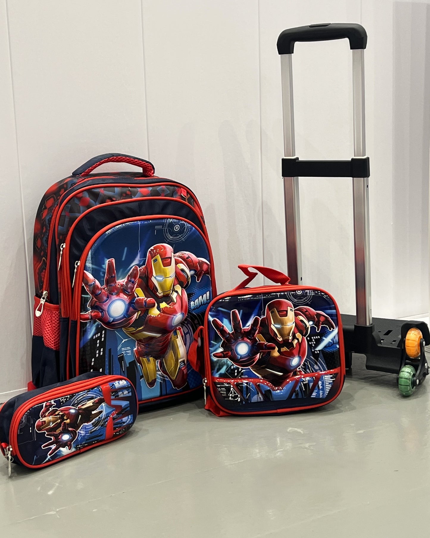 3-in-1 Detachable Trolley Schoolbag Set for Kids – Rolling Backpack with Lunch Bag & Pencil Case - 25-16210-7 Iron