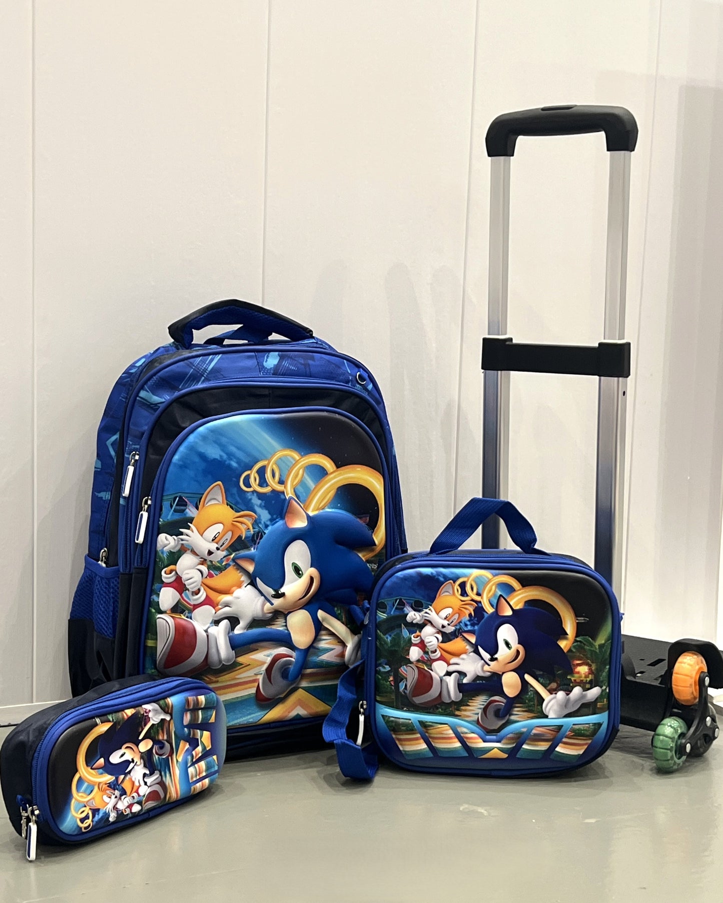 3-in-1 Detachable Trolley Schoolbag Set for Kids – Rolling Backpack with Lunch Bag & Pencil Case - 25-16211-3 Super