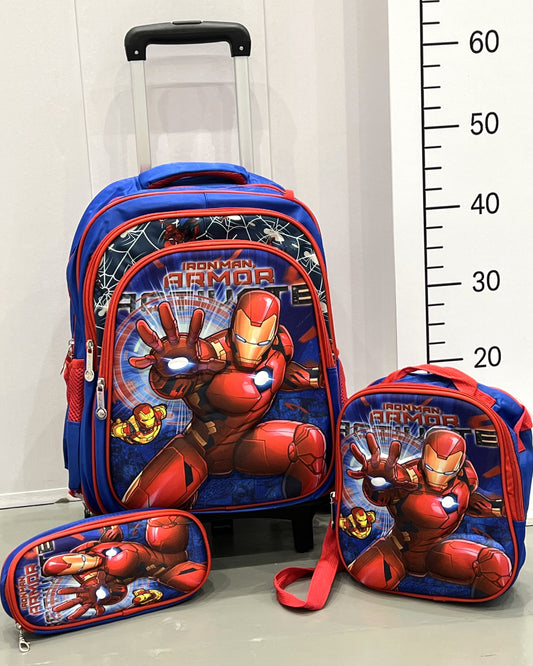 3-in-1 Detachable Trolley Schoolbag Set for Kids – Rolling Backpack with Lunch Bag & Pencil Case - 25-16211-4 Iron