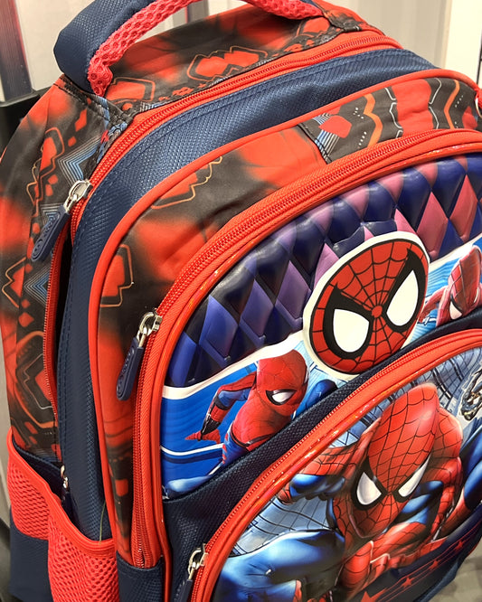 3-in-1 Detachable Trolley Schoolbag Set for Kids – Rolling Backpack with Lunch Bag & Pencil Case - 25-16222-10 Spider