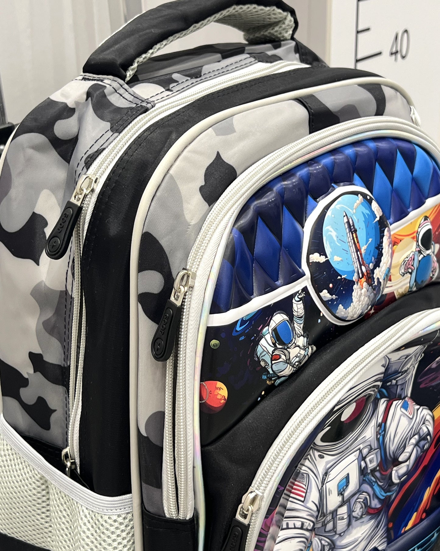 3-in-1 Detachable Trolley Schoolbag Set for Kids – Rolling Backpack with Lunch Bag & Pencil Case - 25-16222-12 Space Adventure