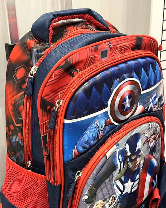 3-in-1 Detachable Trolley Schoolbag Set for Kids – Rolling Backpack with Lunch Bag & Pencil Case - 25-16222-4 Captain