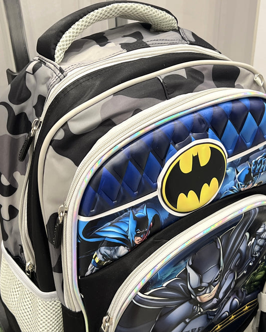 3-in-1 Detachable Trolley Schoolbag Set for Kids – Rolling Backpack with Lunch Bag & Pencil Case - 25-16222-5 Bat