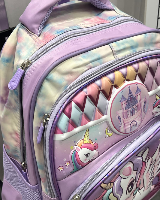 3-in-1 Detachable Trolley Schoolbag Set for Kids – Rolling Backpack with Lunch Bag & Pencil Case - 25-16222-9 Unicorn