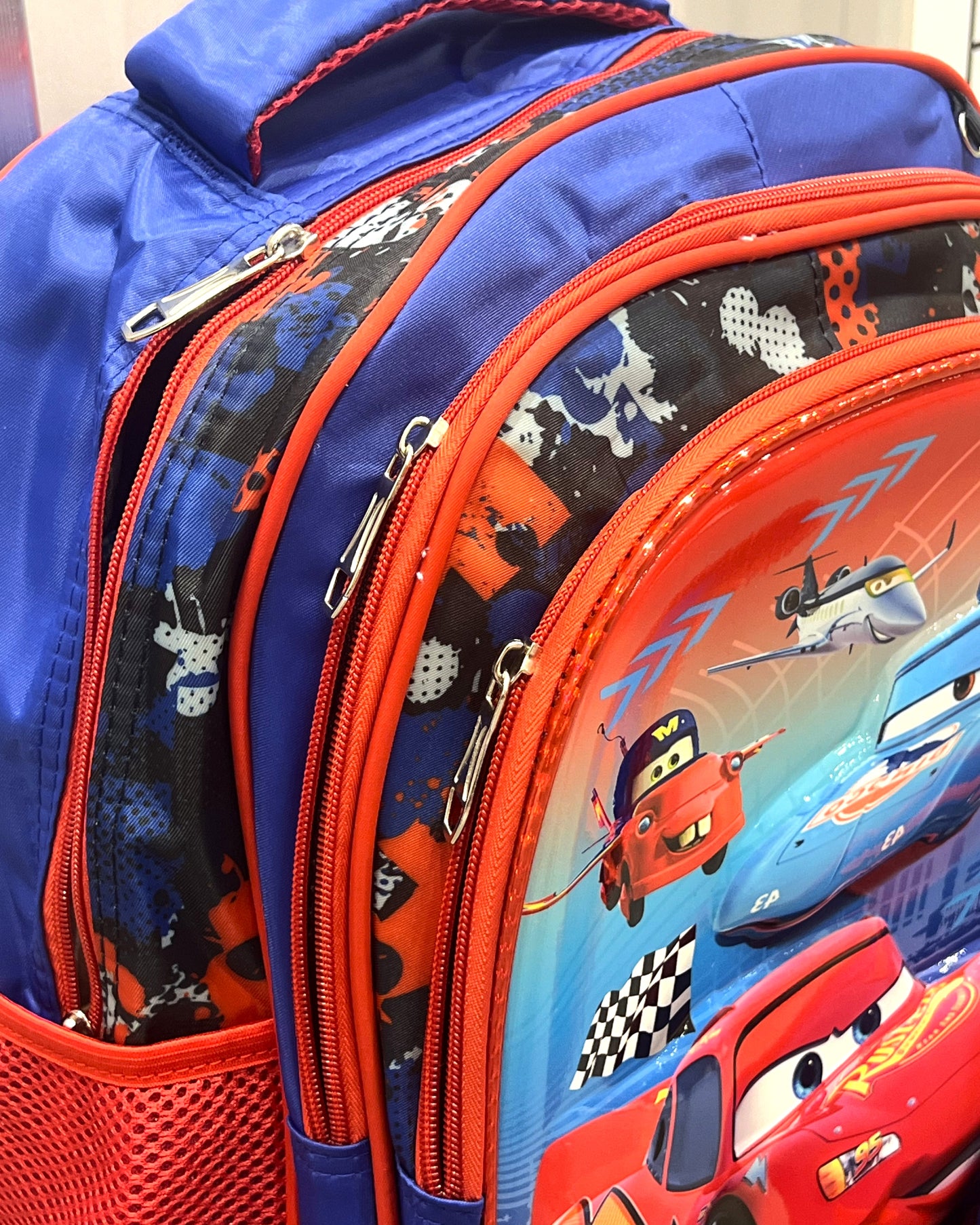 3-in-1 Detachable Trolley Schoolbag Set for Kids – Rolling Backpack with Lunch Bag & Pencil Case - 25-1633-11 Cars