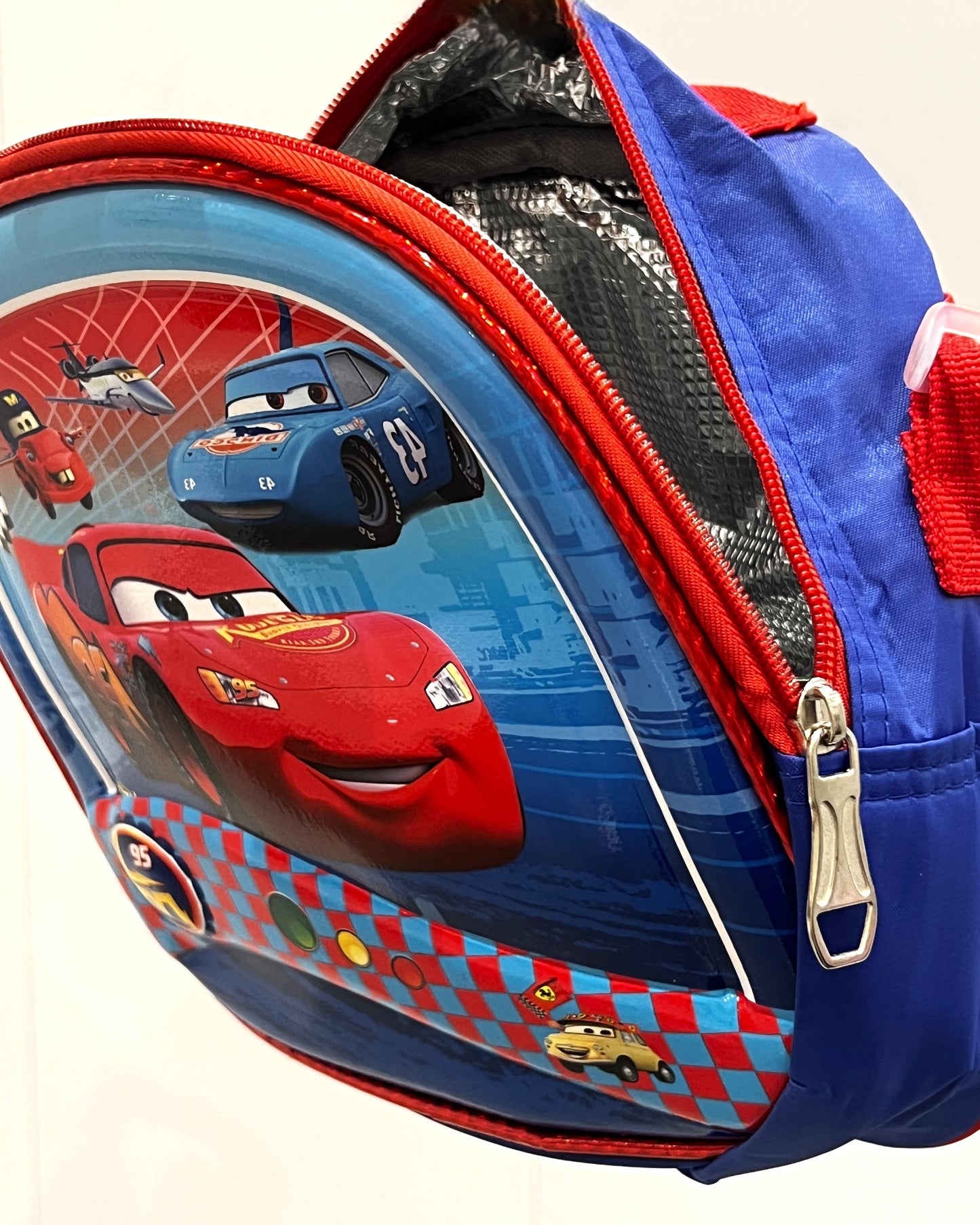 3-in-1 Detachable Trolley Schoolbag Set for Kids – Rolling Backpack with Lunch Bag & Pencil Case - 25-1633-11 Cars