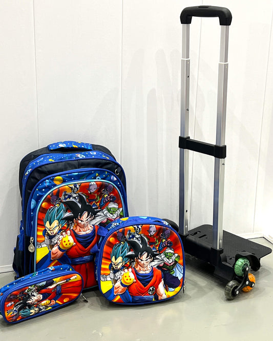 3-in-1 Detachable Trolley Schoolbag Set for Kids – Rolling Backpack with Lunch Bag & Pencil Case - 25-1633-2 Dragon