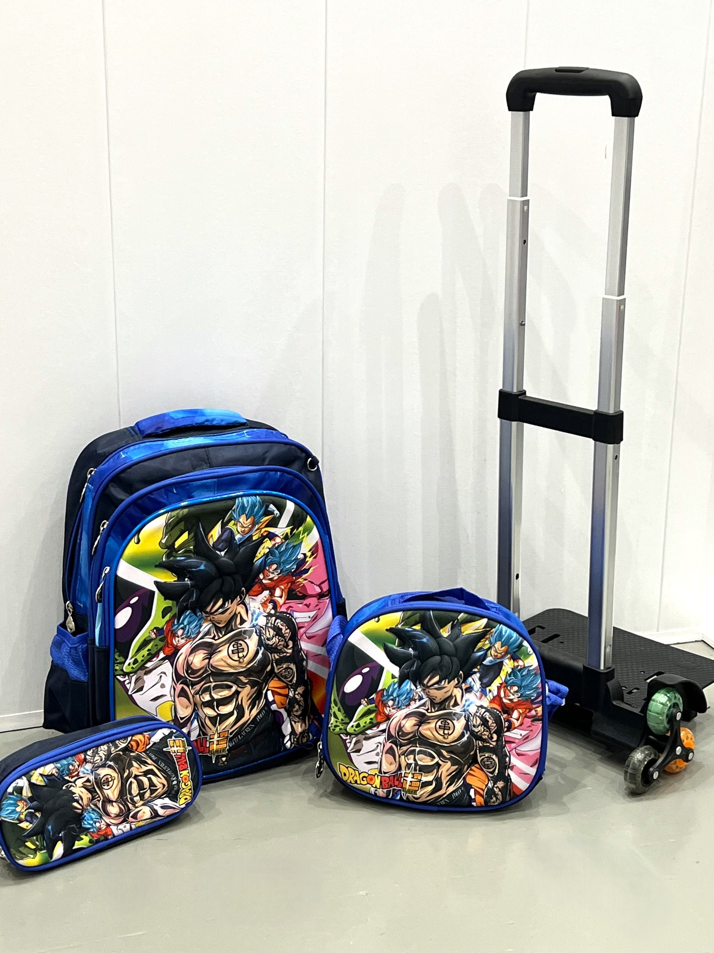 3-in-1 Detachable Trolley Schoolbag Set for Kids – Rolling Backpack with Lunch Bag & Pencil Case - 25-1633-5 Dragon