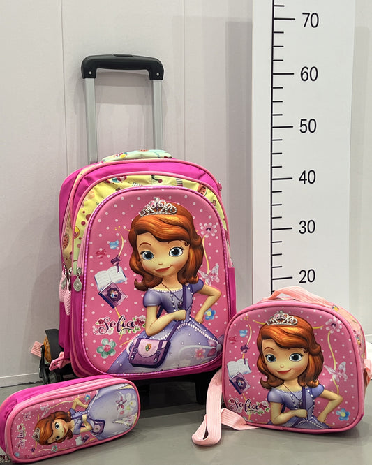 3-in-1 Detachable Trolley Schoolbag Set for Kids – Rolling Backpack with Lunch Bag & Pencil Case - 25-3001-6 Little Princess