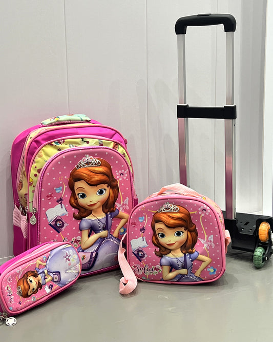 3-in-1 Detachable Trolley Schoolbag Set for Kids – Rolling Backpack with Lunch Bag & Pencil Case - 25-3001-6 Little Princess