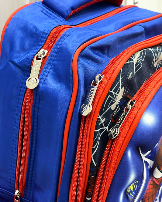 3-in-1 Detachable Trolley Schoolbag Set for Kids – Rolling Backpack with Lunch Bag & Pencil Case - 25-6215-11 Spider