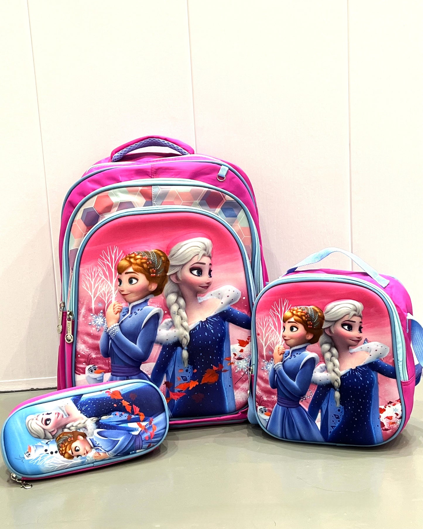 3-in-1 Detachable Trolley Schoolbag Set for Kids – Rolling Backpack with Lunch Bag & Pencil Case - 25-6215-16 Ice Princesses