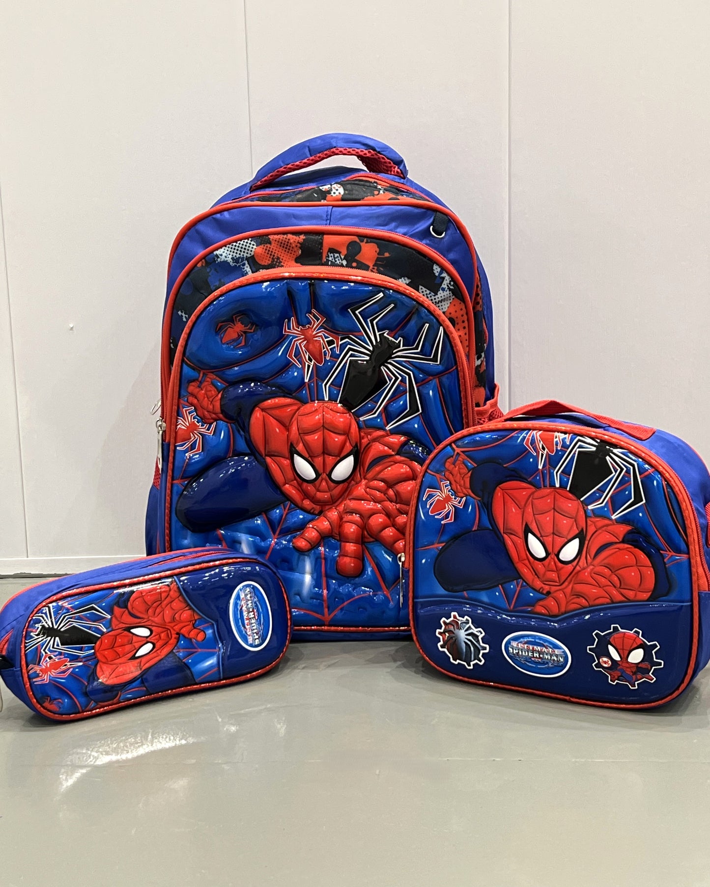 3-in-1 Detachable Trolley Schoolbag Set for Kids – Rolling Backpack with Lunch Bag & Pencil Case - 25-6215-2 Spider