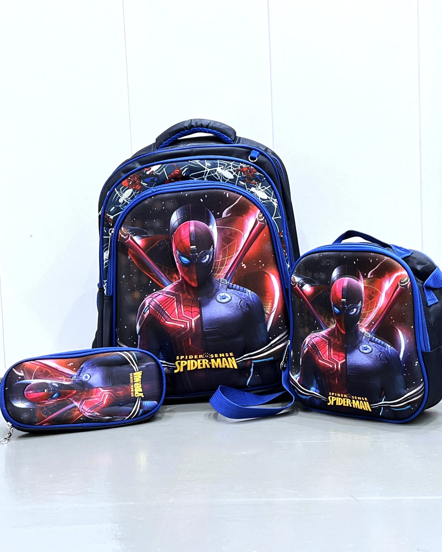 3-in-1 Detachable Trolley Schoolbag Set for Kids – Rolling Backpack with Lunch Bag & Pencil Case - 25-6215-3 Spider