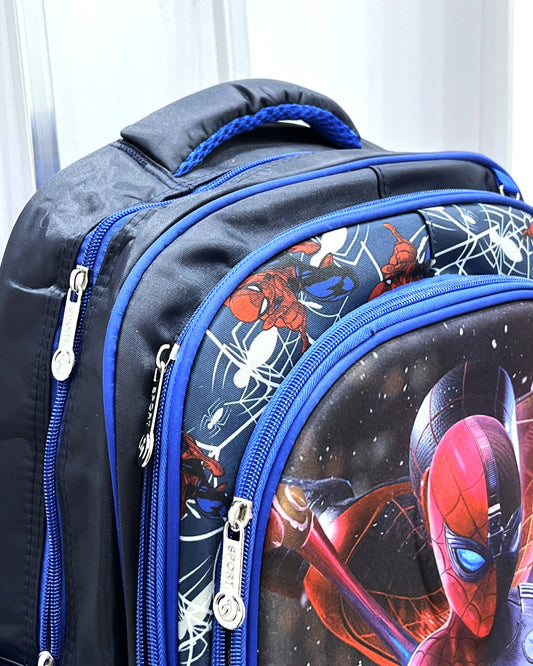 3-in-1 Detachable Trolley Schoolbag Set for Kids – Rolling Backpack with Lunch Bag & Pencil Case - 25-6215-3 Spider