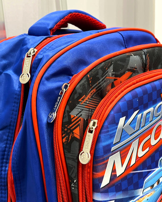 3-in-1 Detachable Trolley Schoolbag Set for Kids – Rolling Backpack with Lunch Bag & Pencil Case - 25-6215-4 Cars