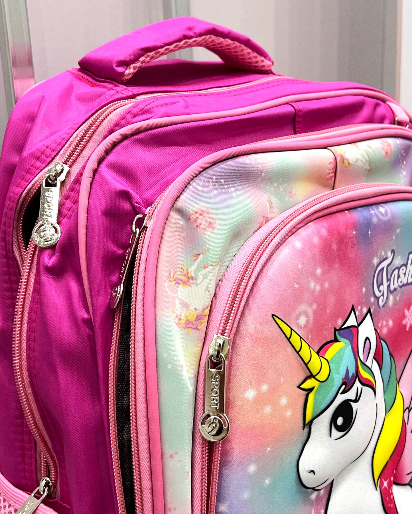 3-in-1 Detachable Trolley Schoolbag Set for Kids – Rolling Backpack with Lunch Bag & Pencil Case - 25-6215-5 Unicorn