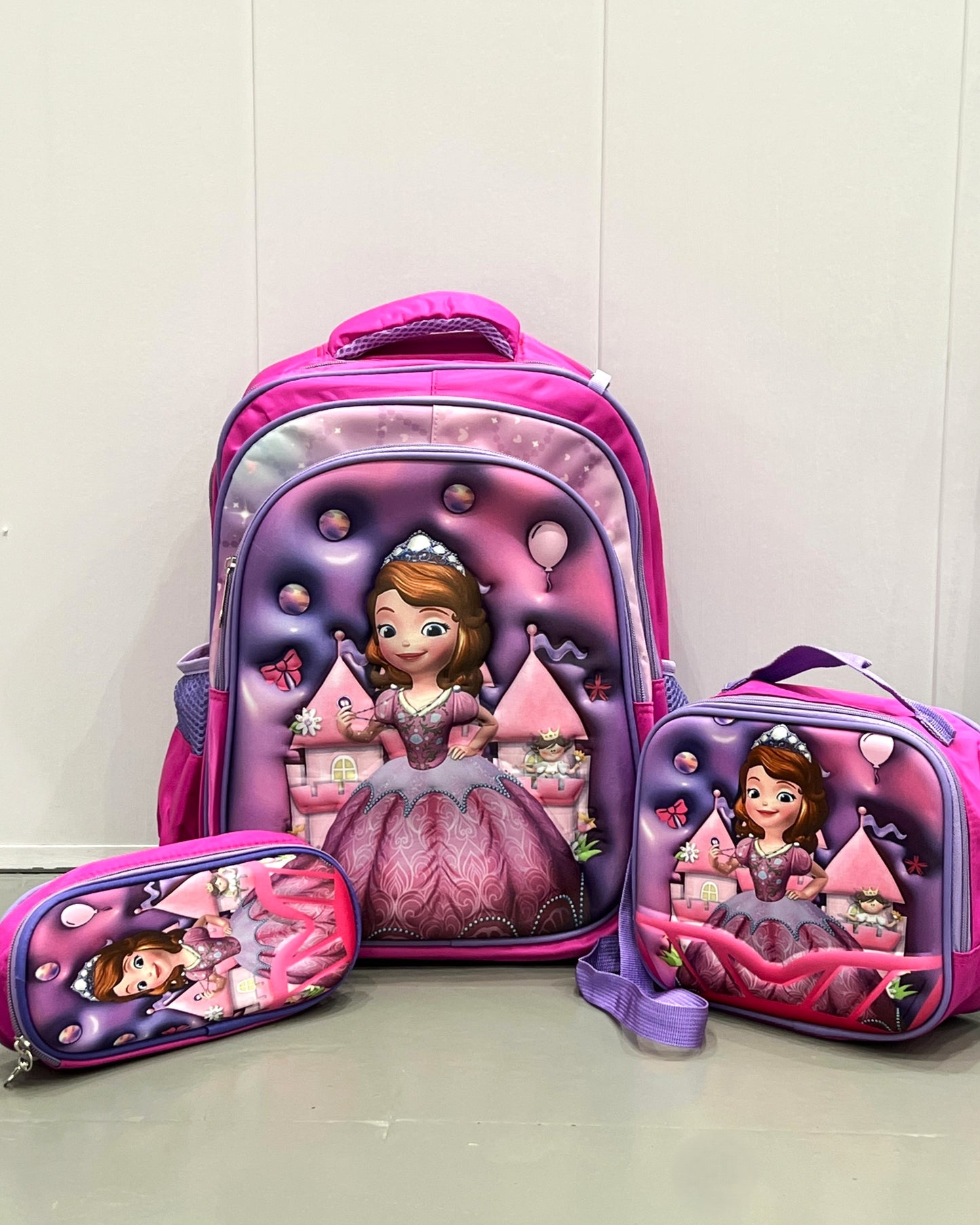 3-in-1 Detachable Trolley Schoolbag Set for Kids – Rolling Backpack with Lunch Bag & Pencil Case - 25-6215-6 Little Princess
