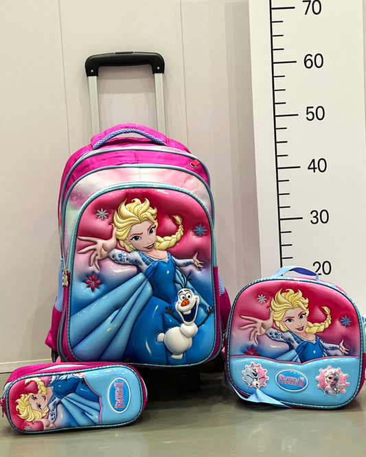 3-in-1 Detachable Trolley Schoolbag Set for Kids – Rolling Backpack with Lunch Bag & Pencil Case - 25-6215-8 Blonde Warrior