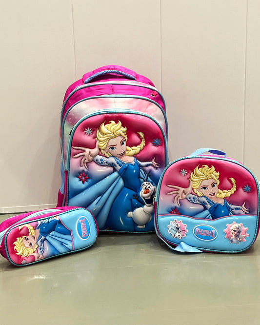 3-in-1 Detachable Trolley Schoolbag Set for Kids – Rolling Backpack with Lunch Bag & Pencil Case - 25-6215-8 Blonde Warrior