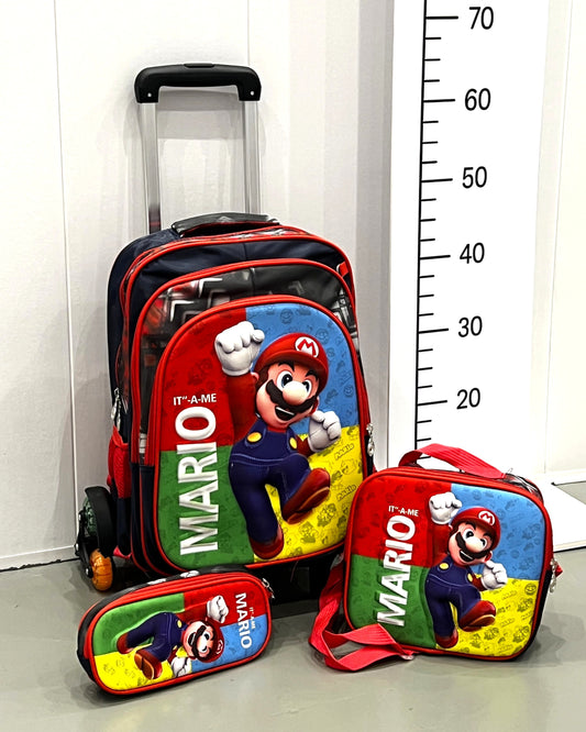 3-in-1 Detachable Trolley Schoolbag Set for Kids – Rolling Backpack with Lunch Bag & Pencil Case - 25-JZ2003-12 Super
