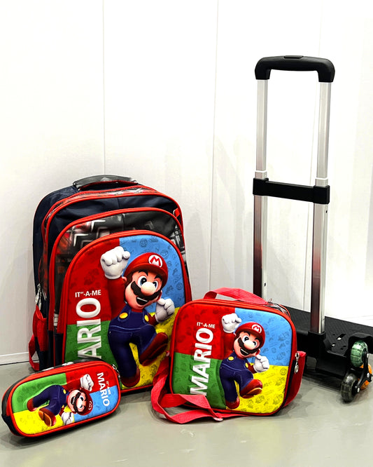 3-in-1 Detachable Trolley Schoolbag Set for Kids – Rolling Backpack with Lunch Bag & Pencil Case - 25-JZ2003-12 Super