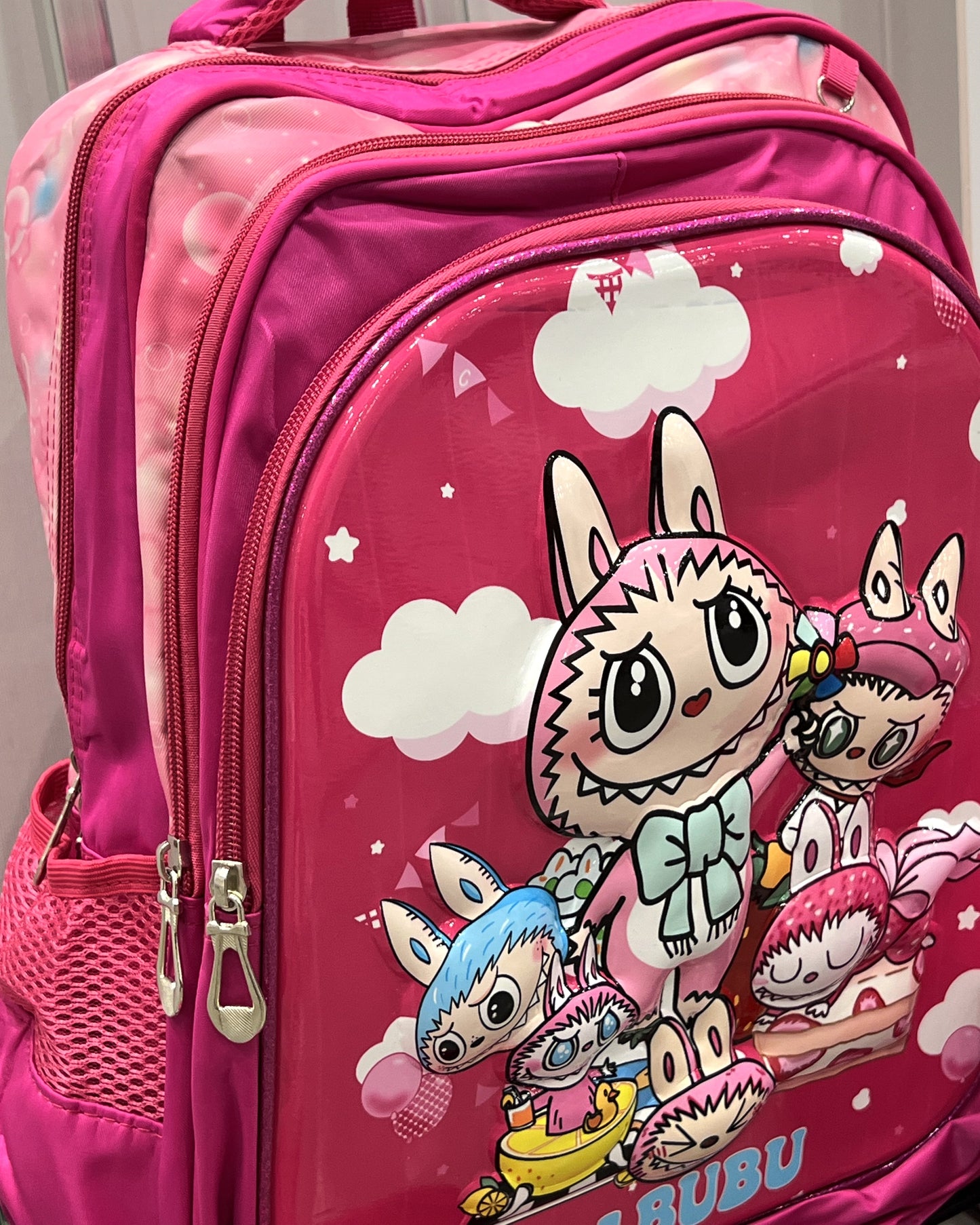 3-in-1 Detachable Trolley Schoolbag Set for Kids – Rolling Backpack with Lunch Bag & Pencil Case - 25-JZ2003-13 Cute Monster