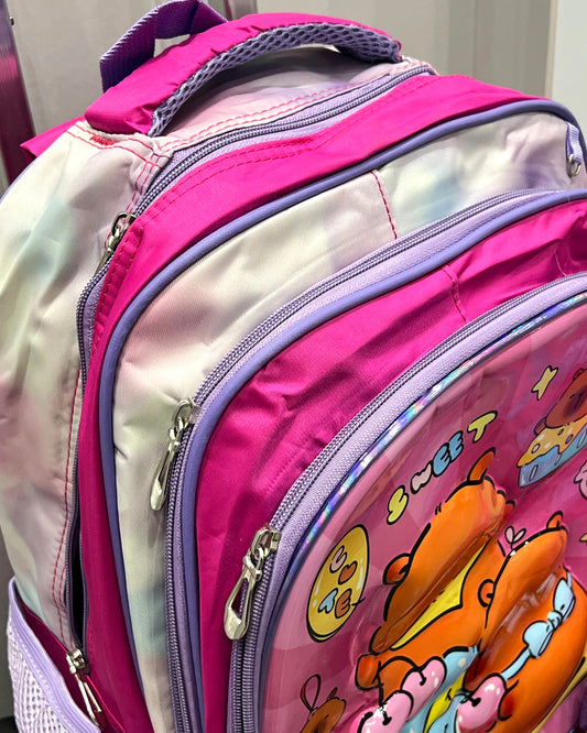 3-in-1 Detachable Trolley Schoolbag Set for Kids – Rolling Backpack with Lunch Bag & Pencil Case - 25-JZ2003-14 Bear