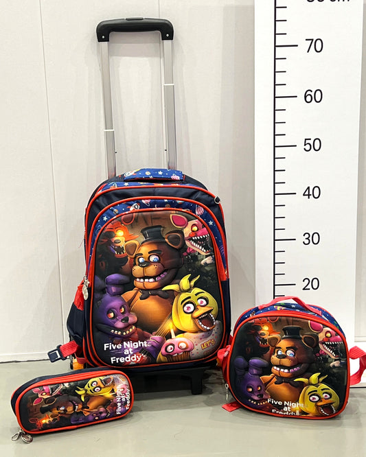 3-in-1 Detachable Trolley Schoolbag Set for Kids – Rolling Backpack with Lunch Bag & Pencil Case - 25-JZ2003-15 Freddy