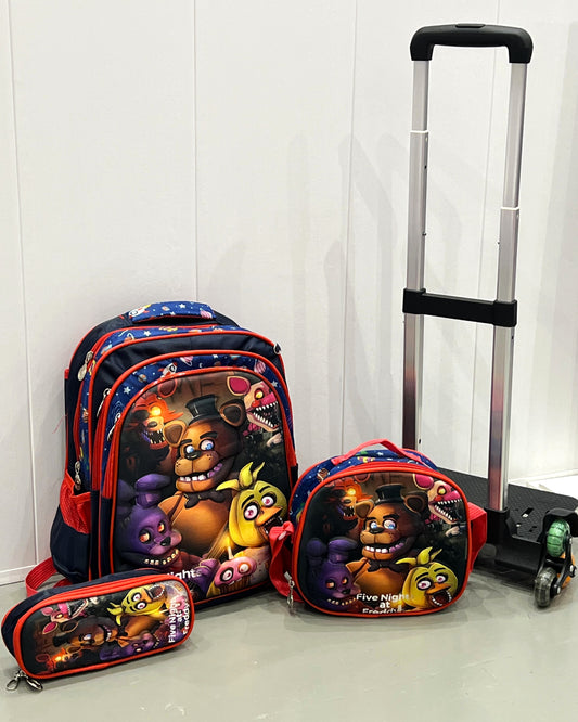 3-in-1 Detachable Trolley Schoolbag Set for Kids – Rolling Backpack with Lunch Bag & Pencil Case - 25-JZ2003-15 Freddy