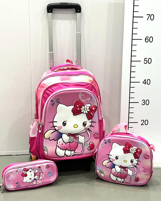 3-in-1 Detachable Trolley Schoolbag Set for Kids – Rolling Backpack with Lunch Bag & Pencil Case - 25-JZ2003-16 Hello