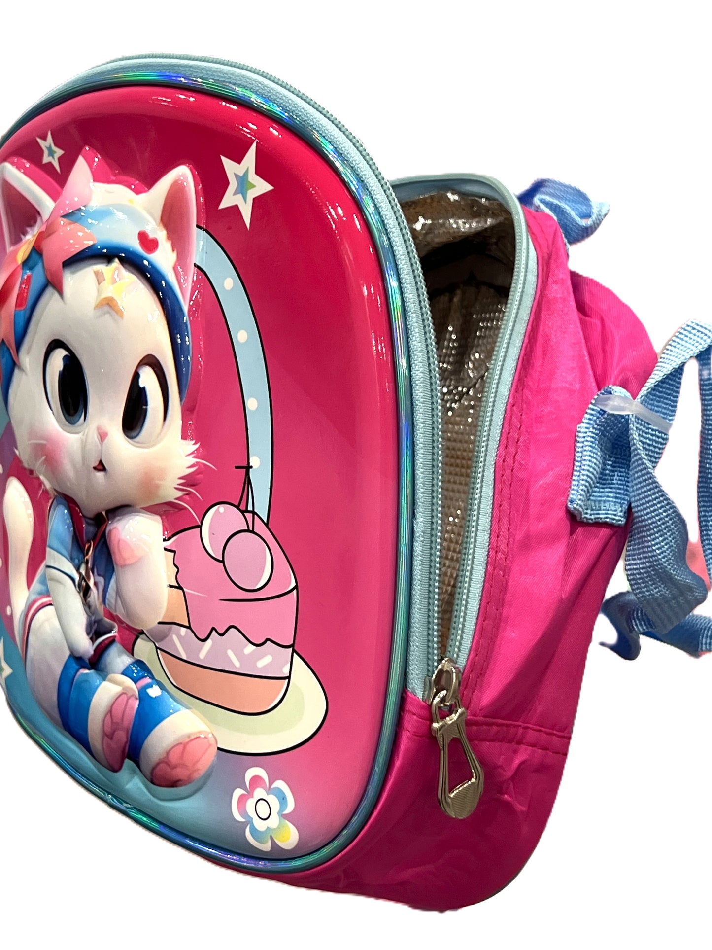 3-in-1 Detachable Trolley Schoolbag Set for Kids – Rolling Backpack with Lunch Bag & Pencil Case - 25-JZ2003-19 Cute Cat
