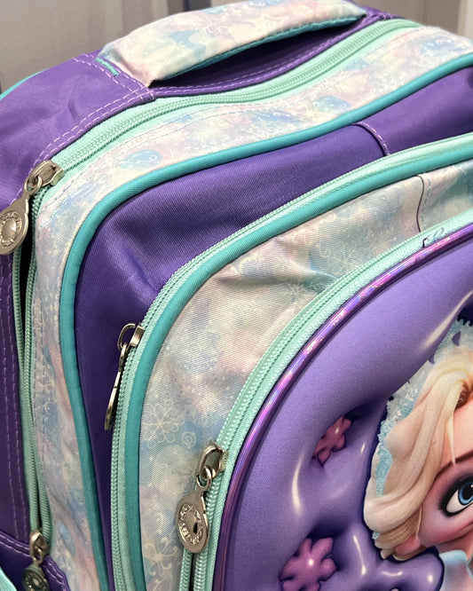 3-in-1 Detachable Trolley Schoolbag Set for Kids – Rolling Backpack with Lunch Bag & Pencil Case - 25-JZ2003-22 Ice Princess