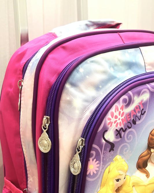 3-in-1 Detachable Trolley Schoolbag Set for Kids – Rolling Backpack with Lunch Bag & Pencil Case - 25-JZ2003-23 Princesses