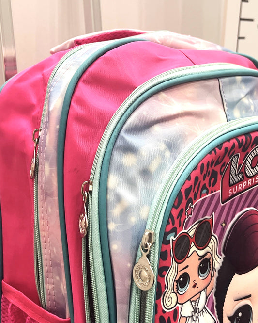 3-in-1 Detachable Trolley Schoolbag Set for Kids – Rolling Backpack with Lunch Bag & Pencil Case - 25-JZ2003-27 Cartoon