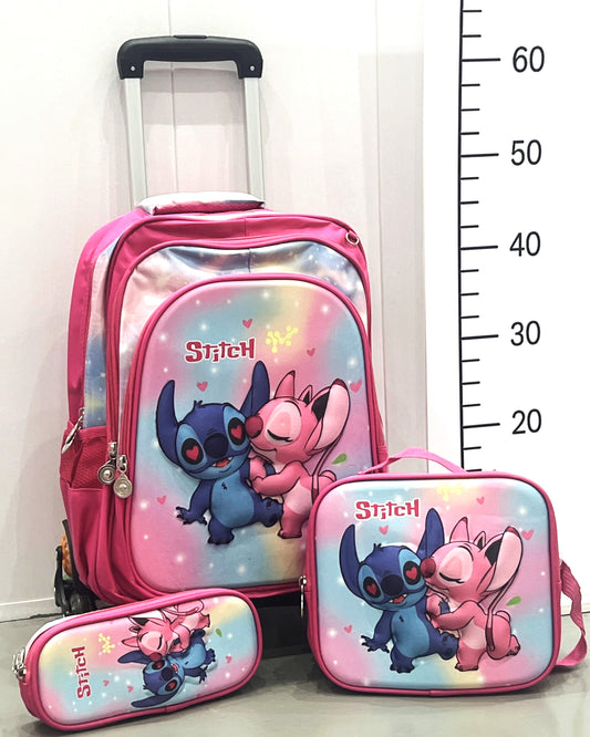 3-in-1 Detachable Trolley Schoolbag Set for Kids – Rolling Backpack with Lunch Bag & Pencil Case - 25-JZ2003-28 Alien Friend